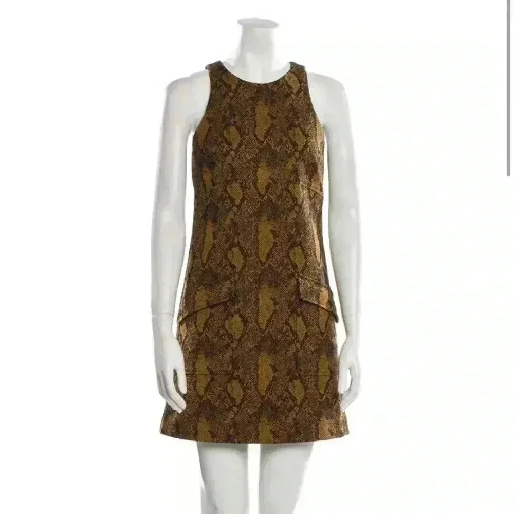 Joie Shift Dress XXS yellow and black animal print, oversized, sleeveless, good